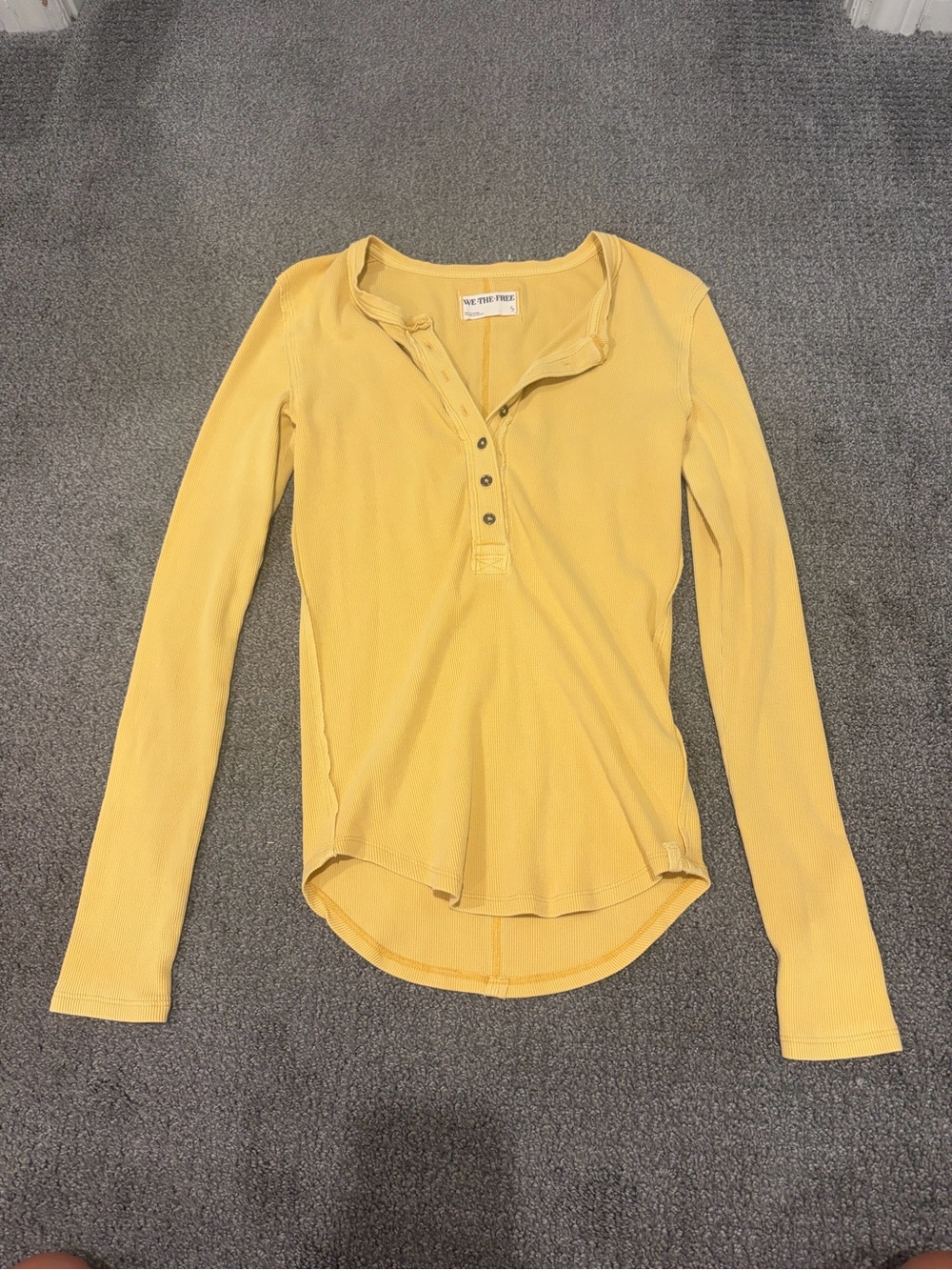 Free People Yellow button top